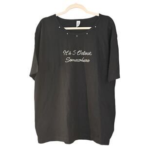 It’s Five O’clock Somewhere Tee BLINGY Womans XL Party Cocktail Rhinestones